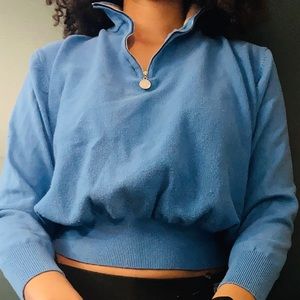 Blue cropped half-zip
